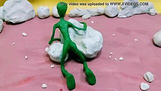 alien monster cock tongue-fucks outdoor with massive toy action