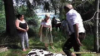 German BBW sluts orgy fucked outdoors rough