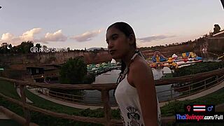 asian teen couple sneaks sex after waterpark fun