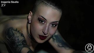 emo goth teen strips pierced nipples tattoos ripped clothes