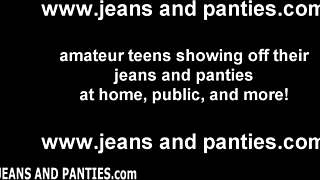 Skinny Wife Rips Off Tight Jeans Striptease