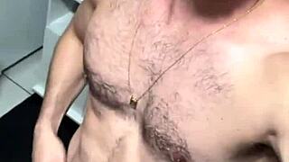 Muscular Brazilian Jerks Monster Cock at Home Solo