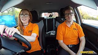 Fake Driving School British Ginger Ella Hughes Fucked Doggystyle in Car