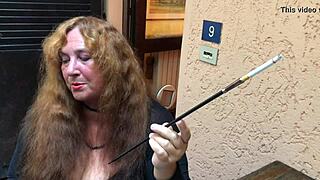 augusta smokes slutty with extra long holder!
