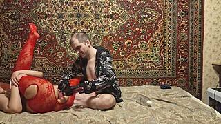 sasha earth masturbates her ass with dildo under anastasia's mistress commands