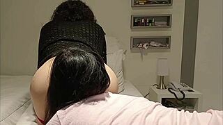 Girlfriend Pegs My Ass Dressed As Woman With Big Double-Headed Dildo Anal Roleplay Fury