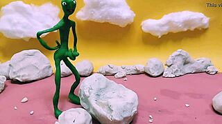 alien monster cock tongue-fucks outdoor with massive toy action