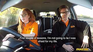Fake Driving School British Ginger Ella Hughes Fucked Doggystyle in Car