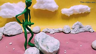 alien monster cock tongue-fucks outdoor with massive toy action