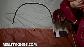 roxie sinner and sarah arabic's campfire 3some with deepthroat fun
