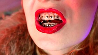 Braces Girl Swallows Food Fetish Cumshot Closeup