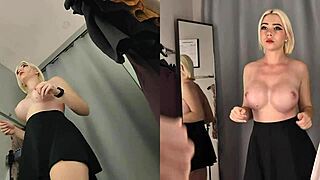 naked big tit blonde upskirt try on in dressing room!
