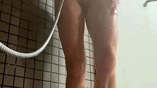 wow cute muscular babe showers her skinny body and small tits post-gym!