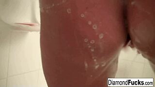 Diamond's Big Latina Tits and Pussy Get Soaked in Steamy Shower Masturbation