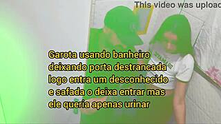 festive bathroom pounding leaves jovem mulher dripping with risky creampie