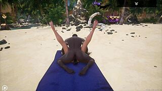 curvy white milf serenia rides nero's big black cock on beach