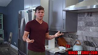fat ass stepsis fucks him over dildo