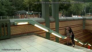 Pierced Pussy Blonde Bound And Fucked Hard In Public