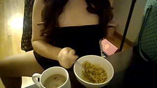 Sext asian student eats food ignores your jerking cock