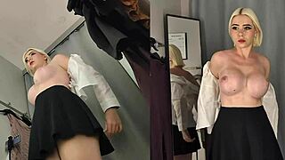 naked big tit blonde upskirt try on in dressing room!