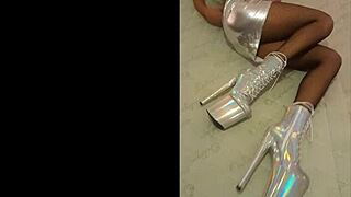 silver shine fishnets hugging her curves got you staring?
