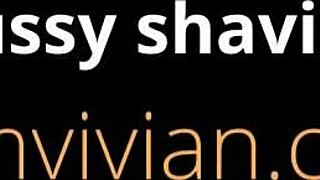 Redhead Babe Shaves Shaved Pussy in Steamy Shower Close-Up