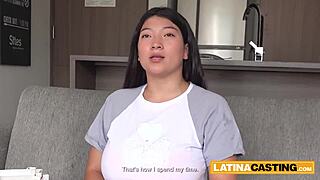 Latina slut's huge tits drip after rough monster cock face fuck