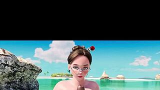 whoa this 3d brunette's big firm tits in pov blowjob are insane!!