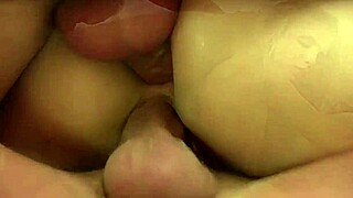 horny blonde milf takes deepthroat anal fingering in bed threesome