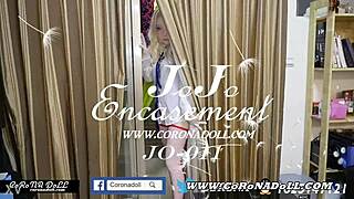 Masked office lady in catsuit pantyhose gives CBT footjob vibrator tease