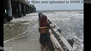 Hot colombian beach bunny flaunts all her holes solo