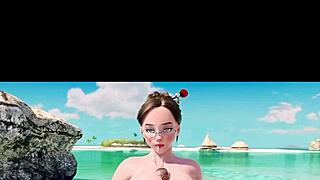 whoa this 3d brunette's big firm tits in pov blowjob are insane!!
