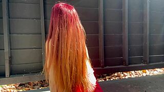 Artemisia Love bounces her big tits outdoors super horny with long hair 😍🍈🌳