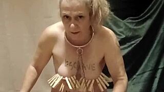 hey, watch this chained maid get SPANKED and fucked outdoors...