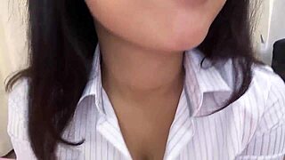 Japanese teen saggy tits double creampie MMF JAV casting