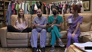 Ultrasound Play on Nova Maverick's Shaved Pregnant Pussy!