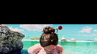 whoa this 3d brunette's big firm tits in pov blowjob are insane!!