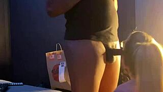 Gracie gags on gamer boyfriend's monster cock in deepthroat frenzy