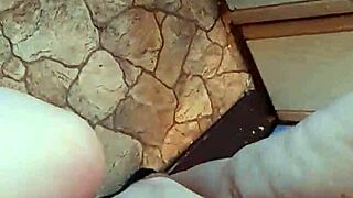 three girlfriends finger hairy pussies in hostel kitchen close-up