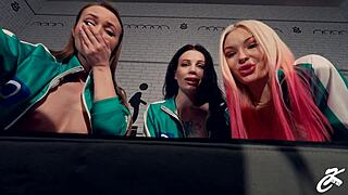 Squid Game XXX Parody Vol 2: Guard Forces Huge Anal Dildos on Ksu Colt, Sia Siberia, Lesya Moon, Sonya Vibe