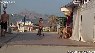 naughty milf wife naked public outdoor riding flashing