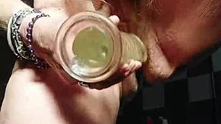 granny rams dildo deep in her hairy german beaver