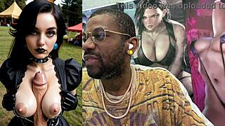 yo check this tan big tits goth slut riding cum-covered cock