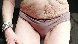 granny rams dildo deep in her hairy german beaver