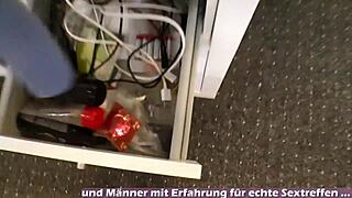 German teen finds mom's dildo squirts first time orgasm