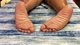 i massaged her sexy ebony ass and feet then spread wet chocolate pussy making her melt completely