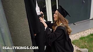 i sneakily suck my boyfriend's cock at graduation party then ride it hard