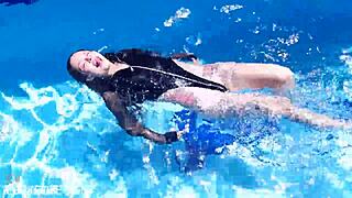 imagine fucking latex jessica bunny underwater in the pool