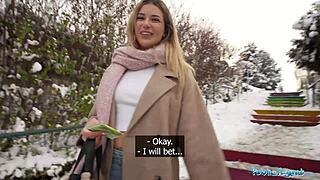 i pick up cute blonde for outdoor pov blowjob and tight pussy pounding