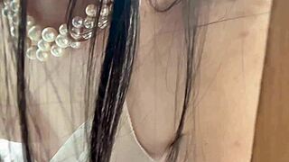 cute petite asian babe's tight asshole and small tits up close